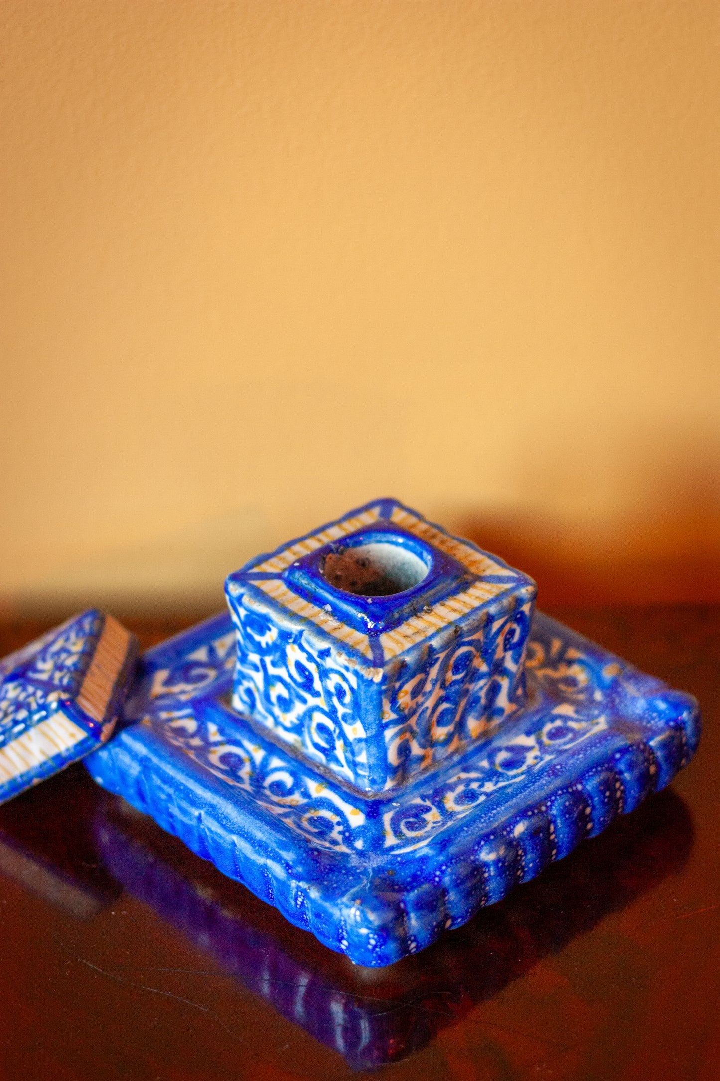 19th Century Talavera Inkwell