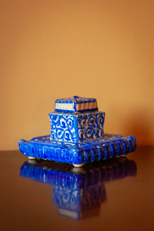 19th Century Talavera Inkwell