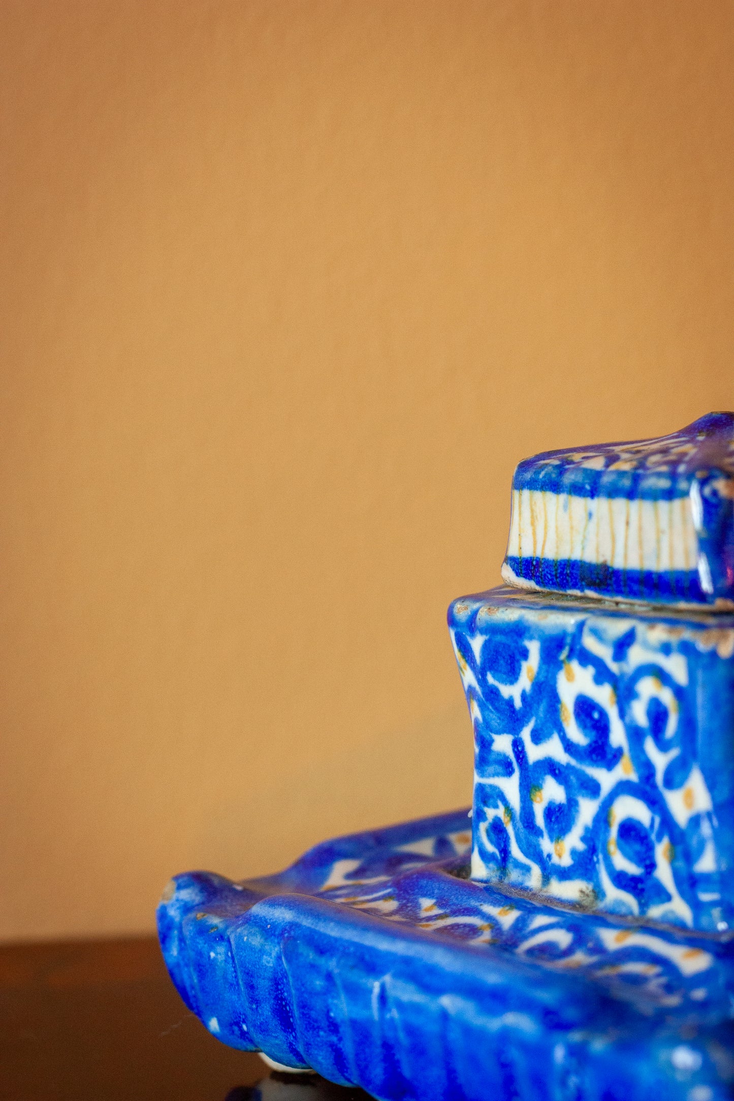 19th Century Talavera Inkwell