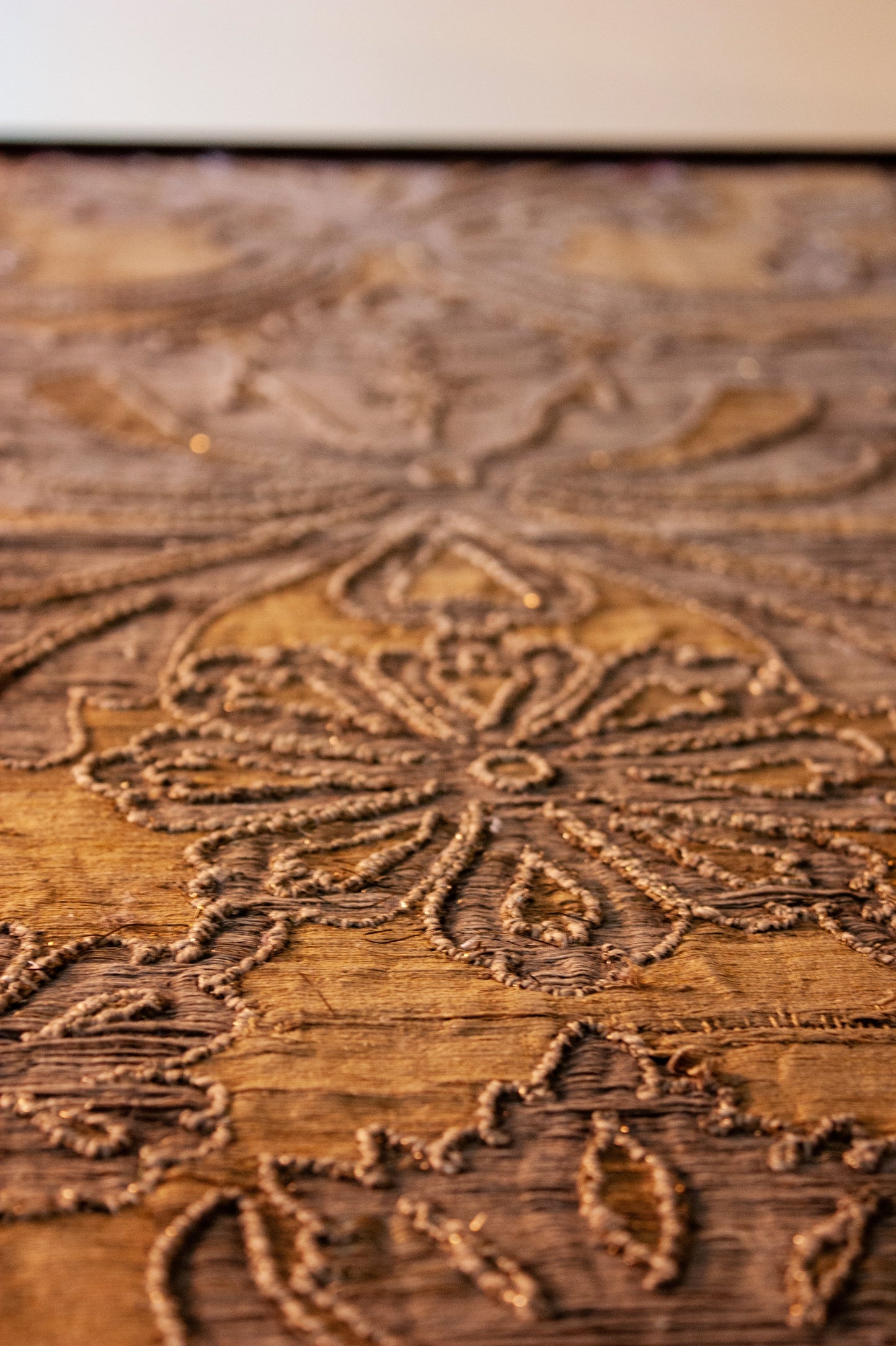 Mahogany Crewal Work Carved Side Table