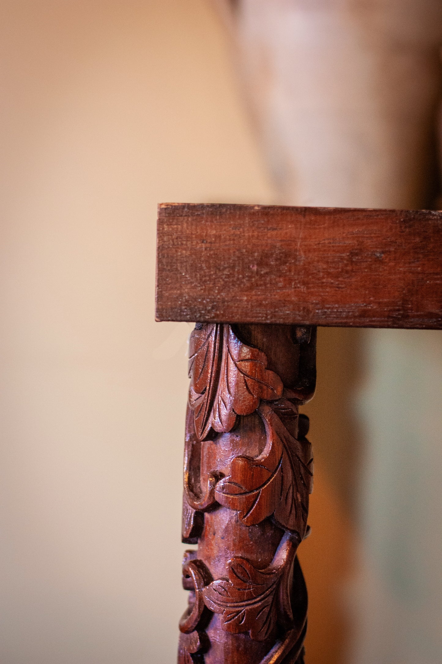 Mahogany Crewal Work Carved Side Table