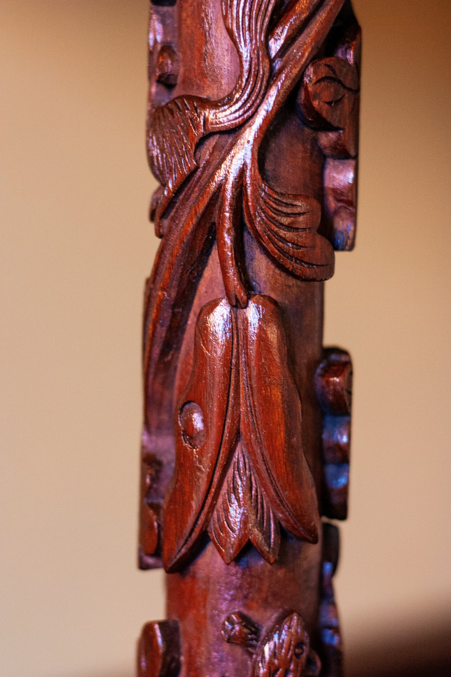 Mahogany Crewal Work Carved Side Table